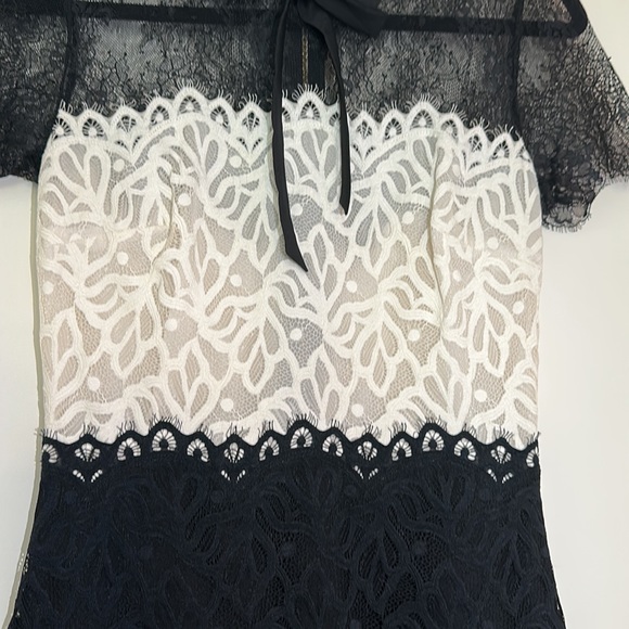 SANDRO SZ34 LACE DRESS ｜Tie Neck Lace Sheath Dress - Picture 2 of 8